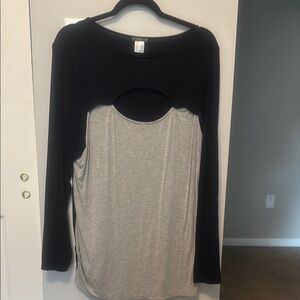 VENUS Elegant Black and Gray Blouse